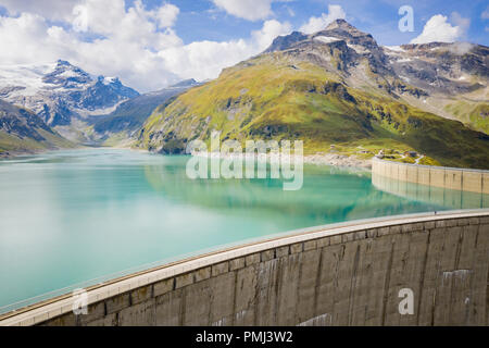 Mooserboden Staumauer und Stausee, Kaprun, Zell am See, Salzburg, Österreich Stockfoto