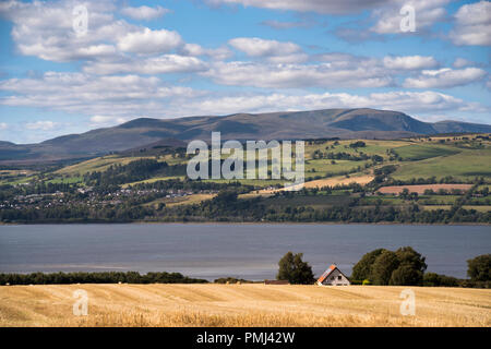 Blick auf Ben Wyvis (1046 m) über den Cromarty Firth aus der Black Isle, Ross-shire, Schottland, Großbritannien Stockfoto