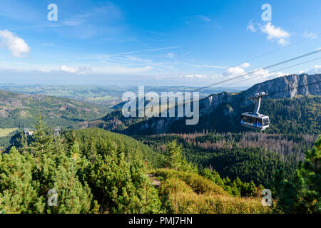 Zakopane, Polen - Sept 16, 2018: Die Seilbahn zum Berg Kasprowy Wierch Stockfoto