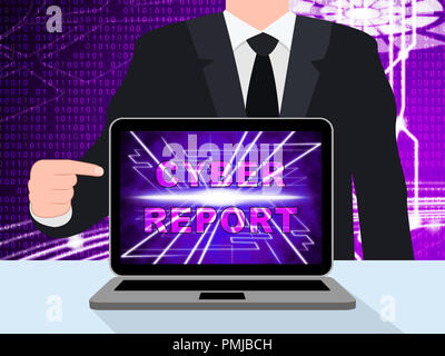 Cyber Bericht digitale Analytics Ergebnisse 3D-Abbildung zeigt, Cloud Computing oder virtuellen Netzwerk Analyse und Überprüfung Stockfoto