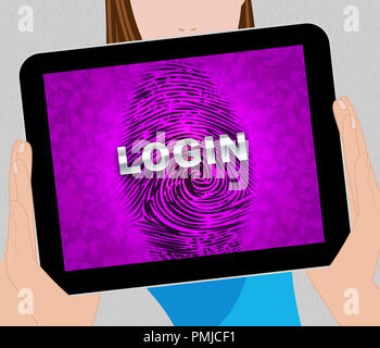 Fingerprint Login Smart biometrische Sicherheit 2d-Abbildung zeigt der Cybersicherheit Zulassung zu identifizieren Eingeschränkter Benutzer Stockfoto