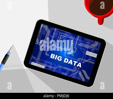 Bigdata Abwasserstrom von Big Data 2D-Darstellung zeigt eine Flüssigkeit Informationen Cloud System mit Netzwerk- und Prozesse Stockfoto