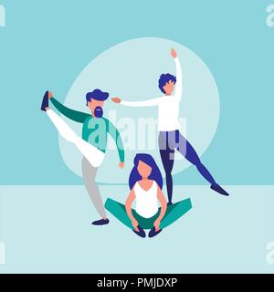 Gruppe Menschen üben Stretching avatar Charakter Vector Illustration Design Stock Vektor