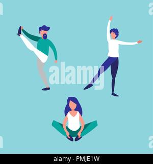 Gruppe Menschen üben Stretching avatar Charakter Vector Illustration Design Stock Vektor