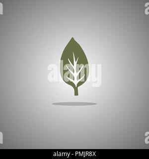 Grünes Blatt. Vector Illustration. Grauer Hintergrund mit Farbverlauf Stock Vektor