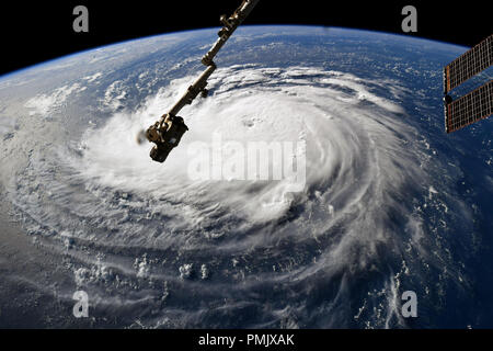 Hurrikan Florenz. Von der Internationalen Raumstation gesehen. Elemente dieses Bild von der NASA eingerichtet. Stockfoto