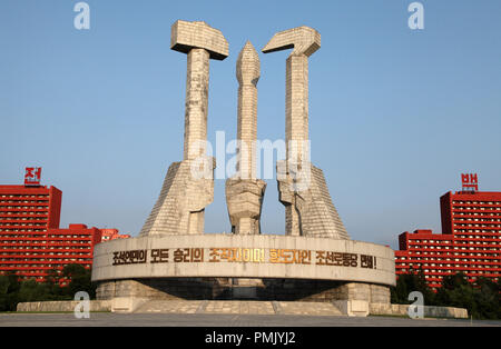 Denkmal für Partei in Pjöngjang Stockfoto