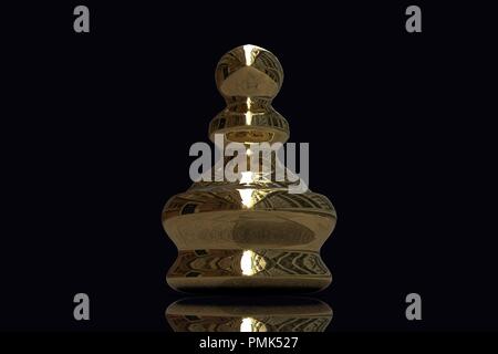 3D-Rendering gold Schachfiguren auf einem schwarzen Hintergrund isoliert Stockfoto