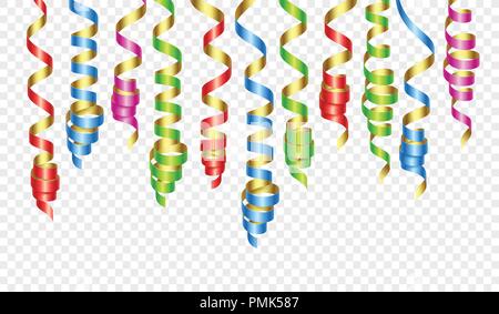 Party Dekoration Farbe Streamer oder Curling Partei Bänder. Vector Illustration Stock Vektor