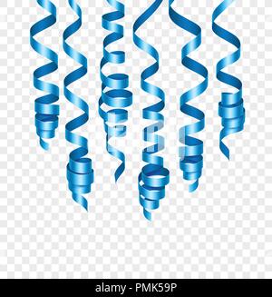 Party Dekorationen blau Luftschlangen oder Curling Partei Bänder. Vector Illustration Stock Vektor