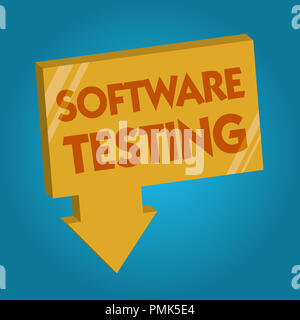 Wort schreiben Text Software Testing. Business Konzept für Untersuchung geben Auskunft über die Qualität der it. Stockfoto