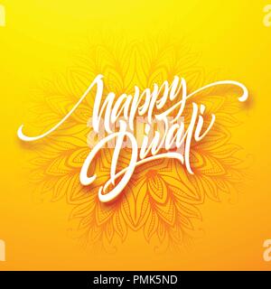 Happy Diwali traditionelle indische Festival gruss Schriftzug. Vector Illustration Stock Vektor