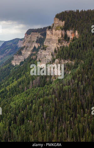 Sedimentären Felsen Wände sind ein reichlich vorhandenes Feature, wo das Colorado Plateau und die felsigen Berge treffen in der nähe von Durango, Co. Stockfoto