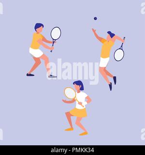 Gruppe Menschen üben Tennis avatar Charakter Vector Illustration Design Stock Vektor