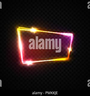 Neon Pink Rot Lila Beschilderung mit Platz für Text auf transparentem Hintergrund. Futuristisch anmutende Bar anmelden. Abstrakte elektrisches Licht Vector Illustration. Stock Vektor