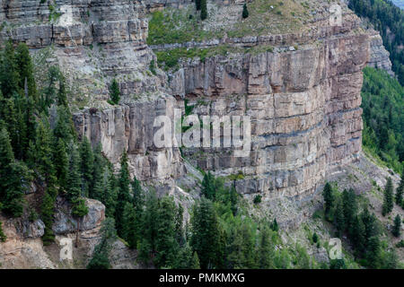 Sedimentären Felsen Wände sind ein reichlich vorhandenes Feature, wo das Colorado Plateau und die felsigen Berge treffen in der nähe von Durango, Co. Stockfoto