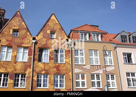 Häuser auf glowne miasto Danzig ul szeroka Stockfoto