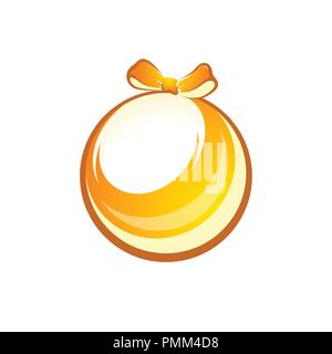 Dekorative Weihnachtsgeschenk Golden glänzende Kugel auf weißem Hintergrund. Vektor icon Abbildung auf Weiß, EPS 10 isoliert. Stock Vektor
