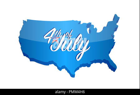 4. Juli Karte unterzeichnen. Vector Illustration. auf weißem Hintergrund Stockfoto