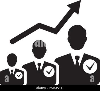 Wachstum Pfeil mit Geschäftsleuten icon-Vector schwarz Stock Vektor