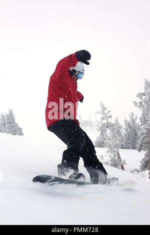 Man Snowboarden, Mammut, California, United States Stockfoto