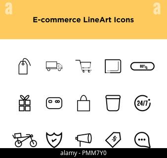 Lineare Symbole-trendigen, modernen Thin linearen Hub Vector Icons Shopping und E-Commerce Konzept Stock Vektor