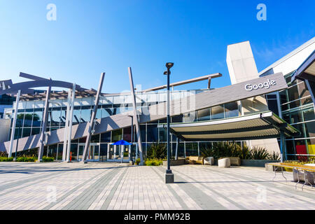 August 19, 2018 Mountain View/CA/USA, modernen Gebäude am Hauptsitz des Google, das googleplex Campus, im Silicon Valley Stockfoto