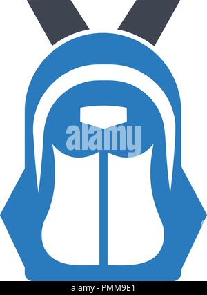 Schultasche icon-Collage Tasche - Rucksack Symbol 2 Vektor blau Stock Vektor