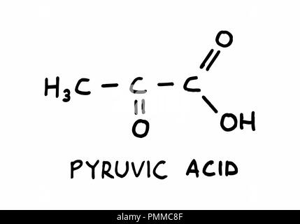 Abbildung: die Strukturformel des Stoffes Brenztraubensäure. Hand stil Abbildung gezeichnet. Stock Vektor