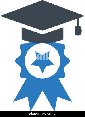 Staffelung Achievement Award ribbons Symbol-bildung Skalenhaube Symbol in trendigen Stil blau Stock Vektor
