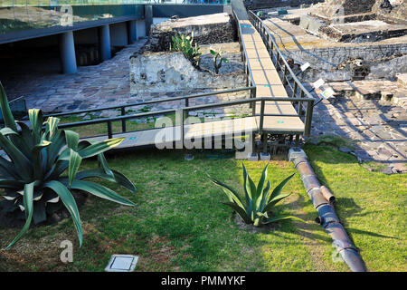 Mexiko City, größere Tempel (Templo Mayor) aztekischen Ruinen Stockfoto