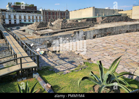 Mexiko City, größere Tempel (Templo Mayor) aztekischen Ruinen Stockfoto