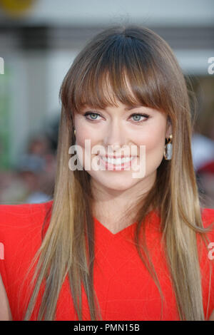 Olivia Wilde bei der Weltpremiere von Universal Pictures'' Die Change-Up'. Ankunft im Dorf Theater in Westwood, CA, 1. August 2011 statt. Foto von Joe Martinez/PictureLux Stockfoto