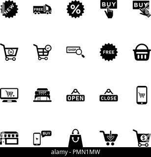 Shopping und e-commerce Icons Set Vector schwarz Stock Vektor