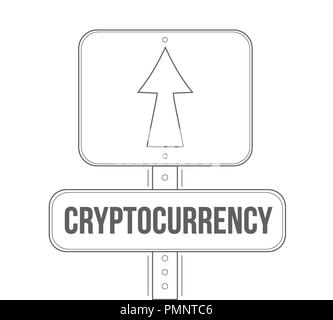 Cryptocurrency street sign Konzept, Grafik Design. über einem weißen Hintergrund isoliert Stockfoto
