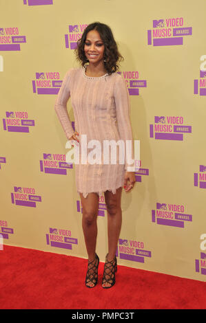 Zoe Saldana bei 2012 MTV Video Music Awards im Staples Center in Los Angeles, CA. Die Veranstaltung fand am Donnerstag, den 6. September, 2012. Foto von PRPP/PictureLux Stockfoto