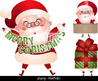 Satz von xmas Illustrationen von Santa Claus Charakter Stock Vektor