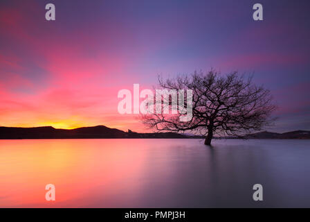 Erstaunlich Sonnenaufgang über Landa Sumpf in Álava (Baskenland) Stockfoto