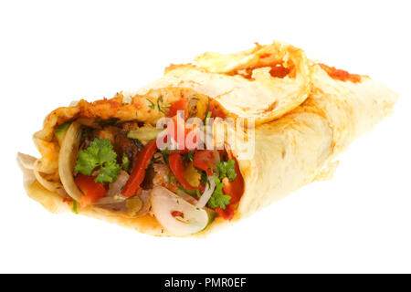 Die traditionelle arabische Shawarma mit Gemüse und Gewürze isoliert auf weißem Stockfoto