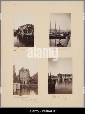 Blad 18 van een losbladig Album met's stadsgezichten halfstereofoto van van A. Jager De Nederlandsche Bank op de Oude Turfmarkt. Stockfoto