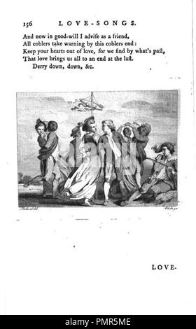 Blake Gravur nach Stothard für ein Schuster es war, und er Liv würde in einem Stall in Ritson eine ausgewählte Sammlung von englischen Songs 1783. Stockfoto