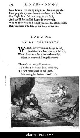 Blake Gravur nach Stothard für Oliver Goldsmith, wenn schöne Frau beugt sich zu Torheit in Ritson eine ausgewählte Sammlung von englischen Songs 1783. Stockfoto