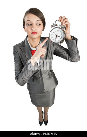 Zeit-management Konzept mit Business Lady mit Wecker Stockfoto