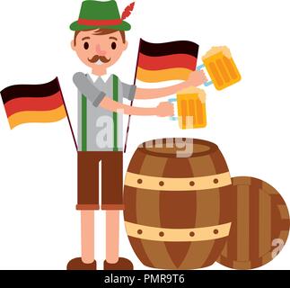 Deutsche Mann mit Bier und Flagge Stock Vektor