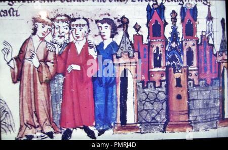 Die bischöfe an das Tor der Stadt, Manuskript. Stockfoto