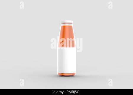 Saft Flasche mock up isoliert auf weichen grauen Hintergrund. 3D-Darstellung Stockfoto