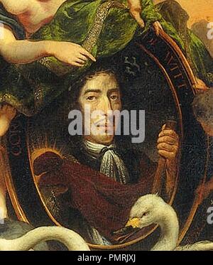 Bisschop Cornelis - llegorie Op de tocht naar Chatham (1667) met een portret van Cornelis de Witt - Allegorie auf die Raid auf der Medway Detail Portrait - 1668. Stockfoto