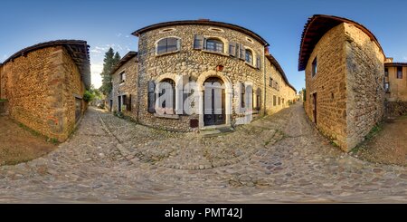 360 Grad Panorama Ansicht von Pérouges Village Médiéval rue Rondes 2726