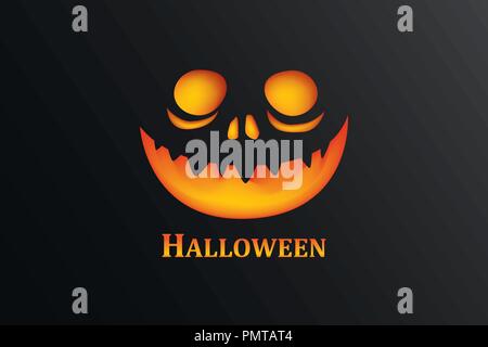 Halloween Party Einladung mit Kürbis in dunklen Hintergrund. Design Grußkartenpapier kunst Vorlage. Verwenden Sie für Flyer, Banner, Poster, Vektor illustratio Stock Vektor