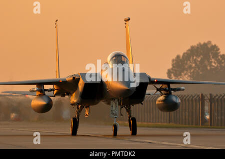 McDonnell Douglas F 15 C Adler der 493Rd Fighter Squadron, 48th Fighter Wing, RAF Lakenheath, Suffolk, Großbritannien, eine hohe Geschwindigkeit Jagdflugzeug. Stockfoto